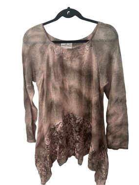 Belle France BoHo Fairycore lace knit sweater womens size S
